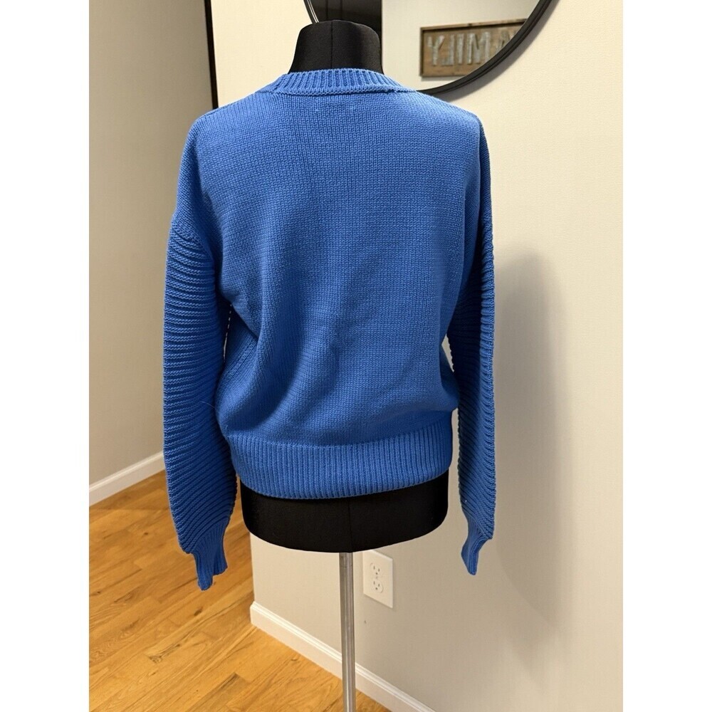MAISON JULES Blue Cotton Blend Crew Neck Long Sleeve Women Sweater Small - Picture 3 of 5